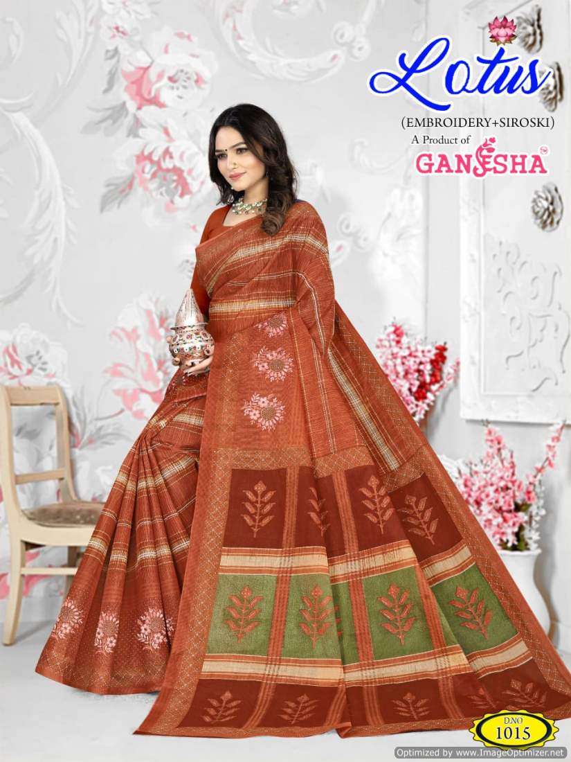 Ganesha Lotus – Embroidery Saree - Wholesale Catalog