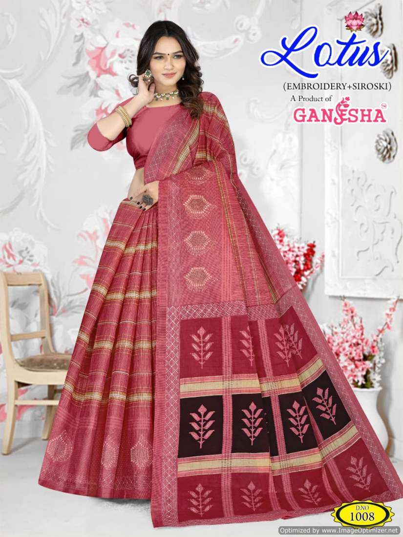 Ganesha Lotus – Embroidery Saree - Wholesale Catalog