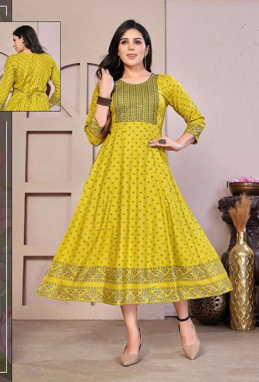 Golden Flowers Kurti Wholesale catalog