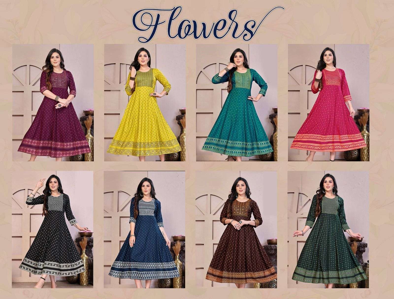 Golden Flowers Kurti Wholesale catalog