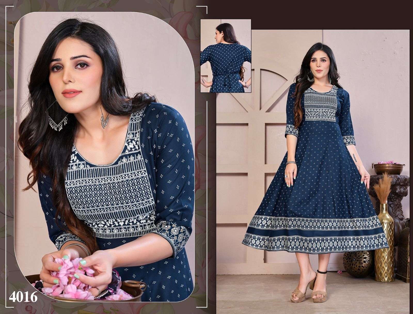 Golden Flowers Kurti Wholesale catalog