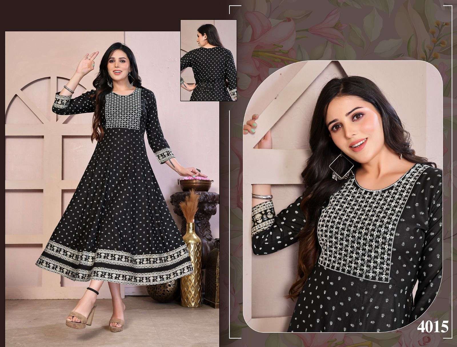 Golden Flowers Kurti Wholesale catalog