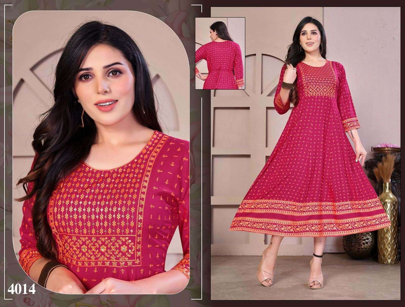 Golden Flowers Kurti Wholesale catalog