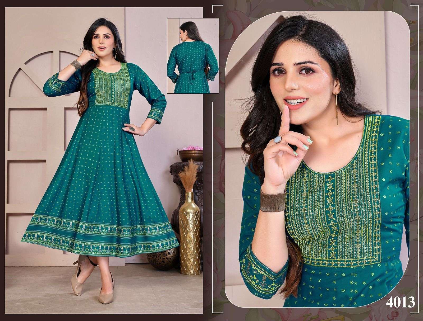 Golden Flowers Kurti Wholesale catalog