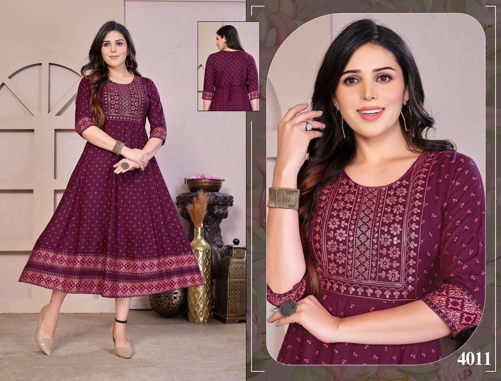Golden Flowers Kurti Wholesale catalog