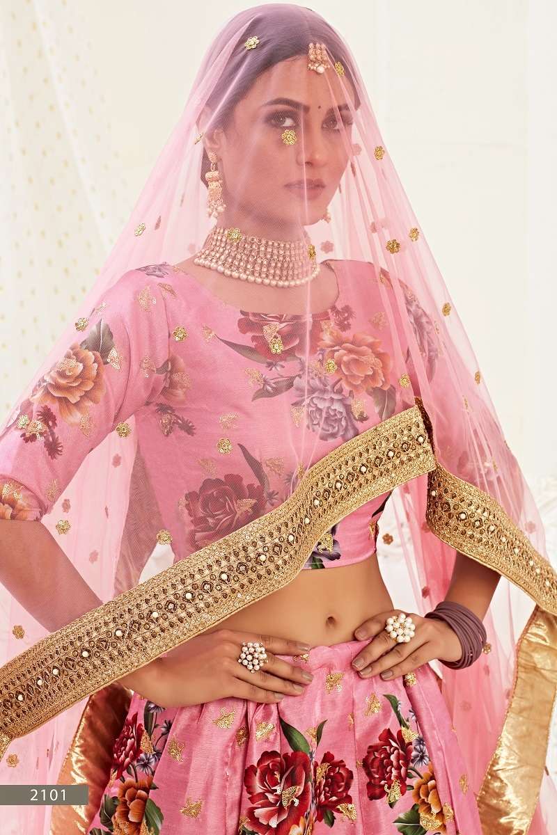 HIRANYAM VOL 1 - 2101 PINK FLOWER LEHENGA CHOLI Wholesale catalog