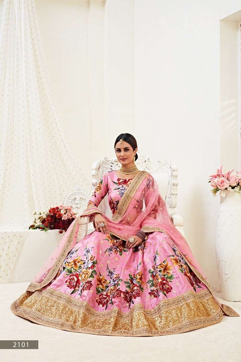 HIRANYAM VOL 1 - 2101 PINK FLOWER LEHENGA CHOLI Wholesale catalog