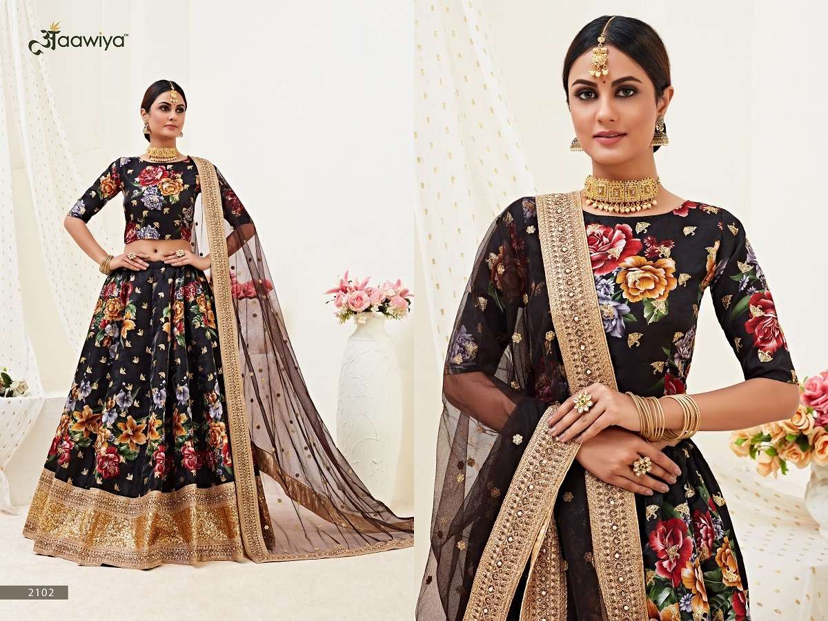 HIRANYAM VOL 1 - 2102 BLACK  FLOWER LEHENGA CHOLI Wholesale catalog