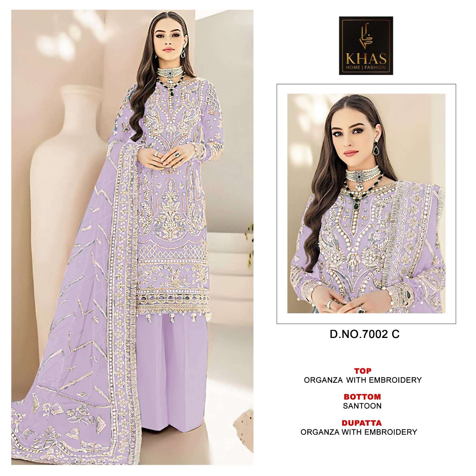 Khas 7002 A To D Premium Organza Salwar Suit Wholesale catalog