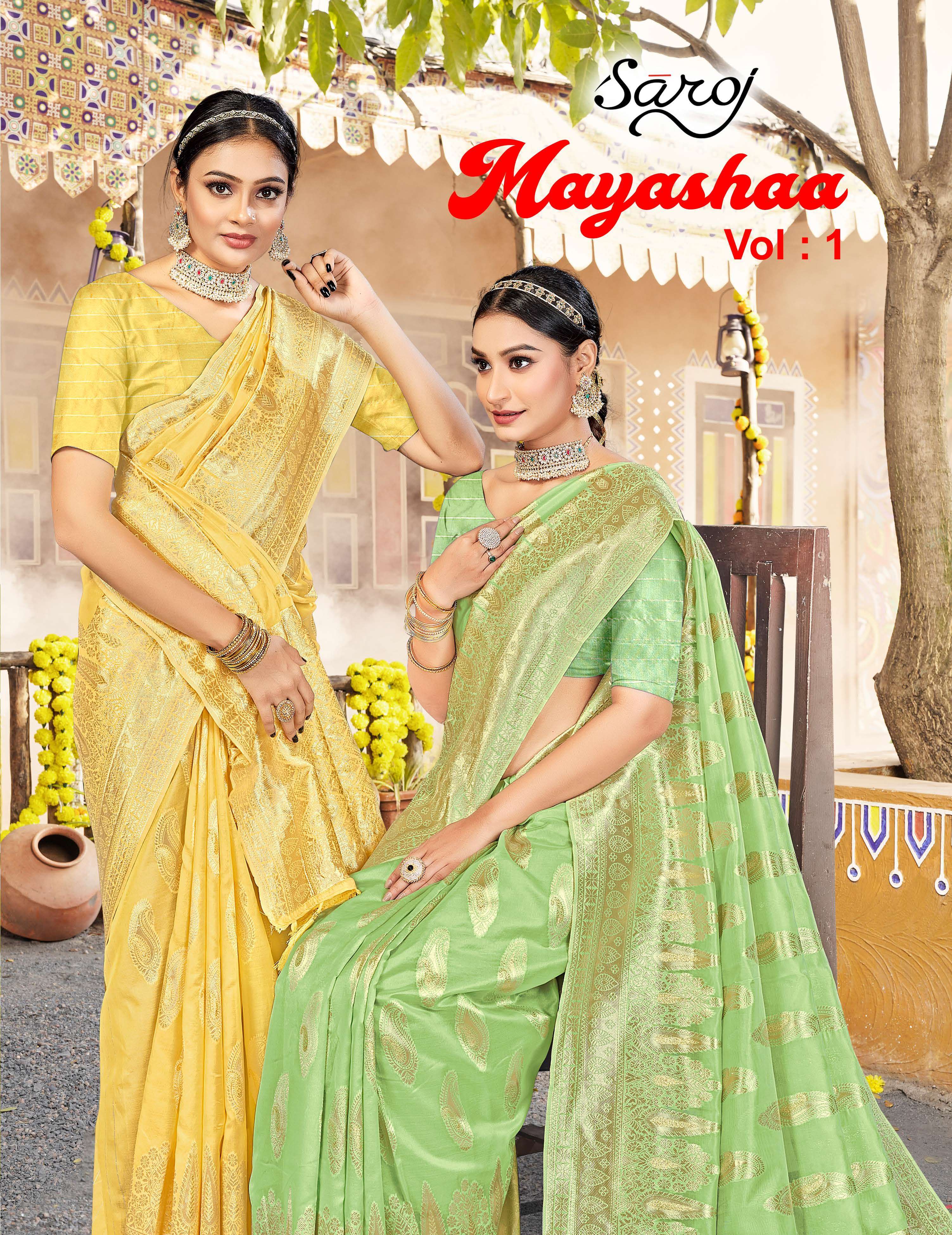 Saroj  Mayshaa Vol - 1 Soft silk Saree Wholesale catalog    
