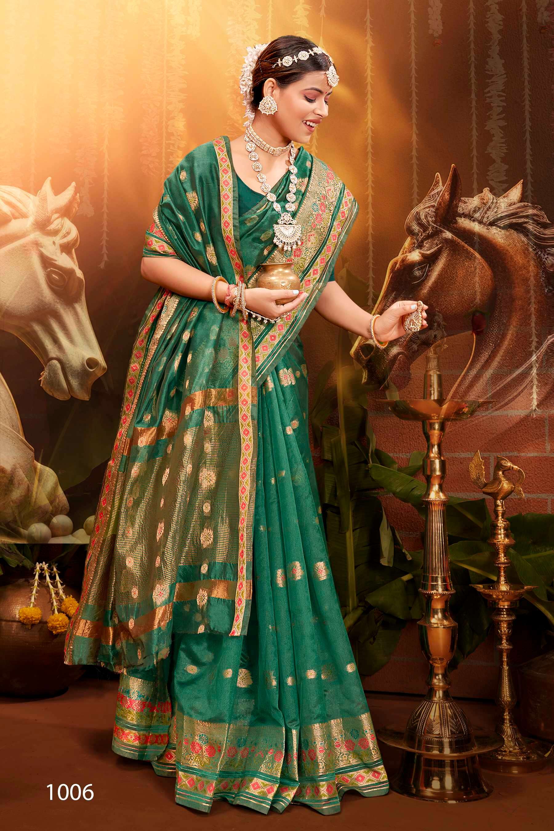 Saroj  Saveraa vol.5 Soft organza saree with meena sequence Saree Wholesale catalog    