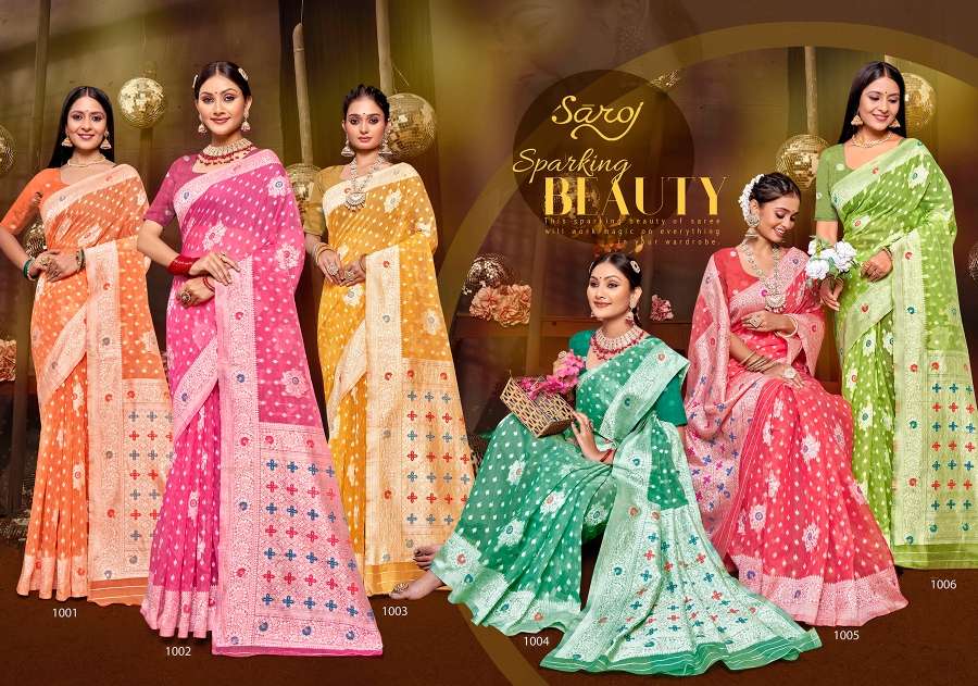 Saroj Tejaswani cotton vol.4 soft cotton weaving saree Wholesale catalog    