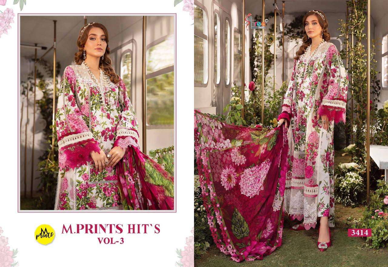 Shree M Prints Hits Vol 3 Cotton Dupatta Pakistani Suit Wholesale catalog