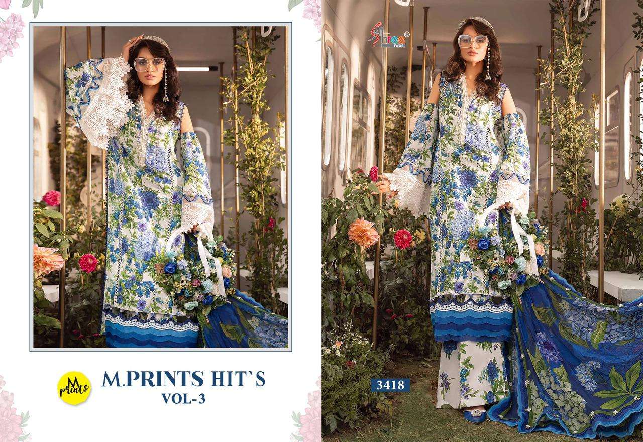 Shree M Prints Hits Vol 3 Cotton Dupatta Pakistani Suit Wholesale catalog