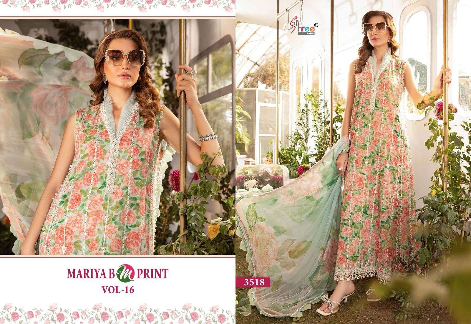 Shree Mariya B M Print Vol 16 Chiffon Dupatta Pakistani Suit Wholesale catalog
