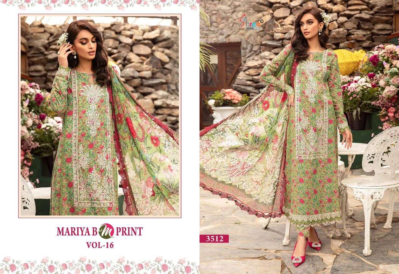 Shree Mariya B M Print Vol 16 Chiffon Dupatta Pakistani Suit Wholesale catalog