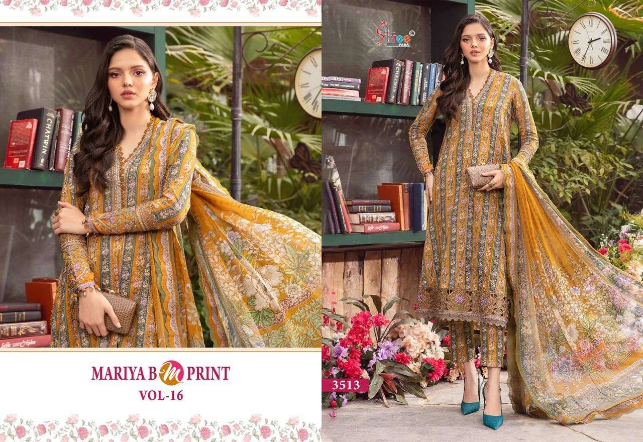 Shree Mariya B M Print Vol 16 Chiffon Dupatta Pakistani Suit Wholesale catalog