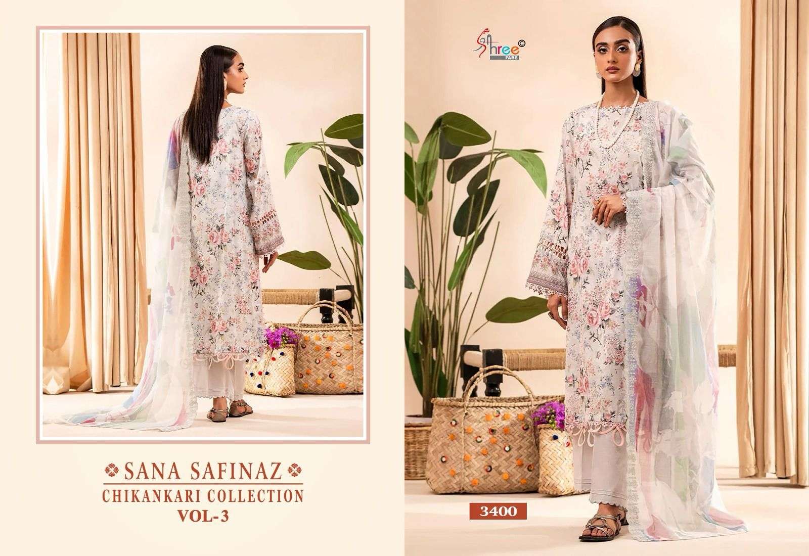 Shree Sana Safinaz Chikankari Vol 3 Chiffon Dupatta Salwar Kameez Wholesale catalog