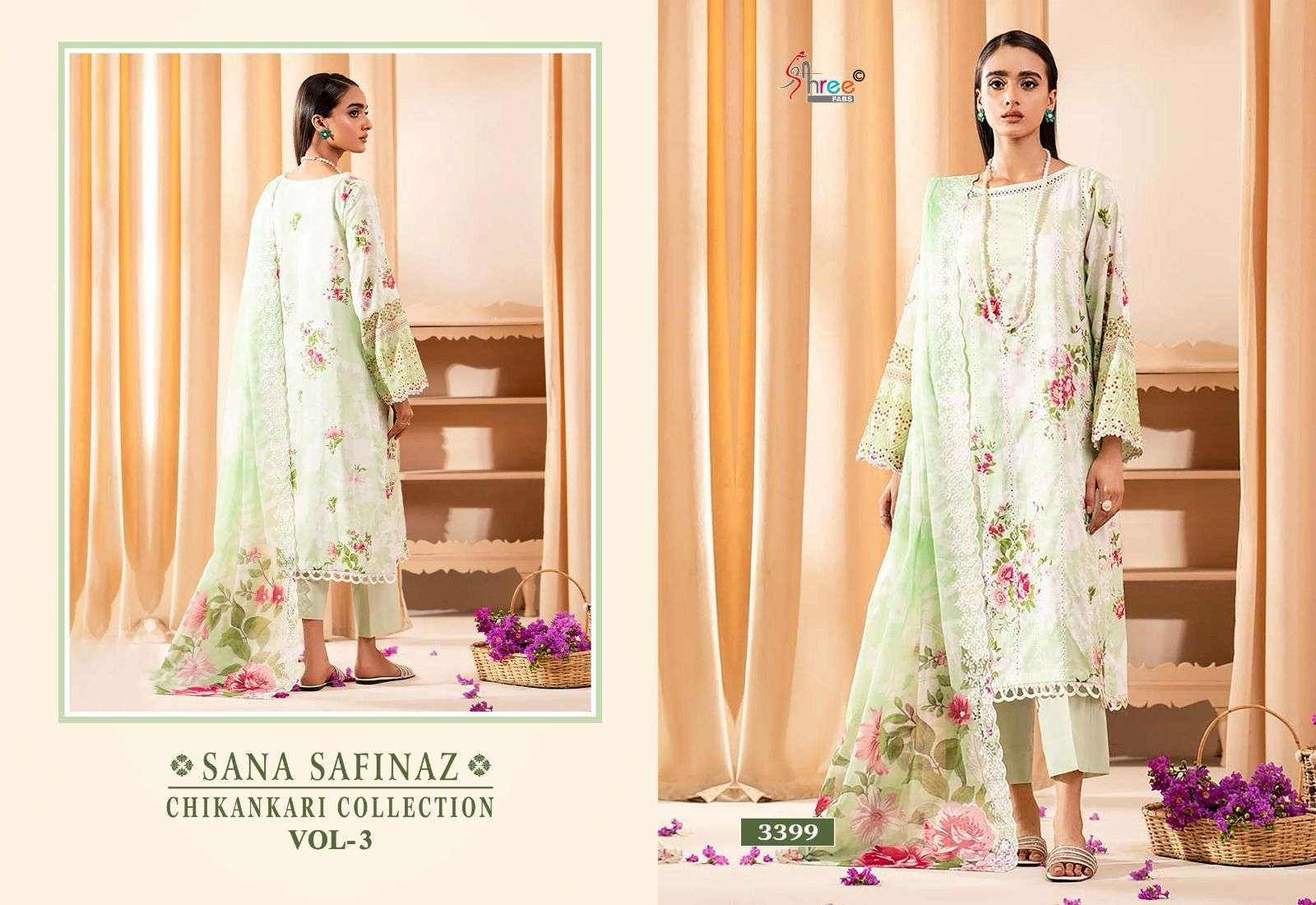 Shree Sana Safinaz Chikankari Vol 3 Chiffon Dupatta Salwar Kameez Wholesale catalog