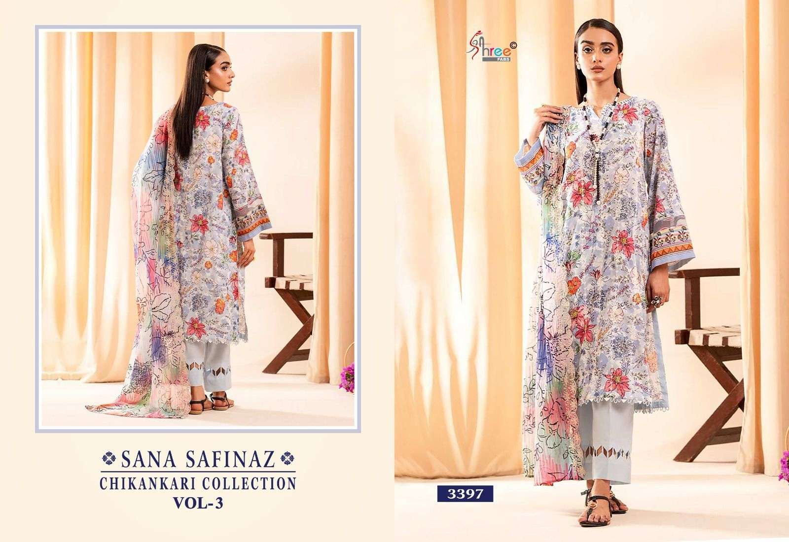 Shree Sana Safinaz Chikankari Vol 3 Chiffon Dupatta Salwar Kameez Wholesale catalog