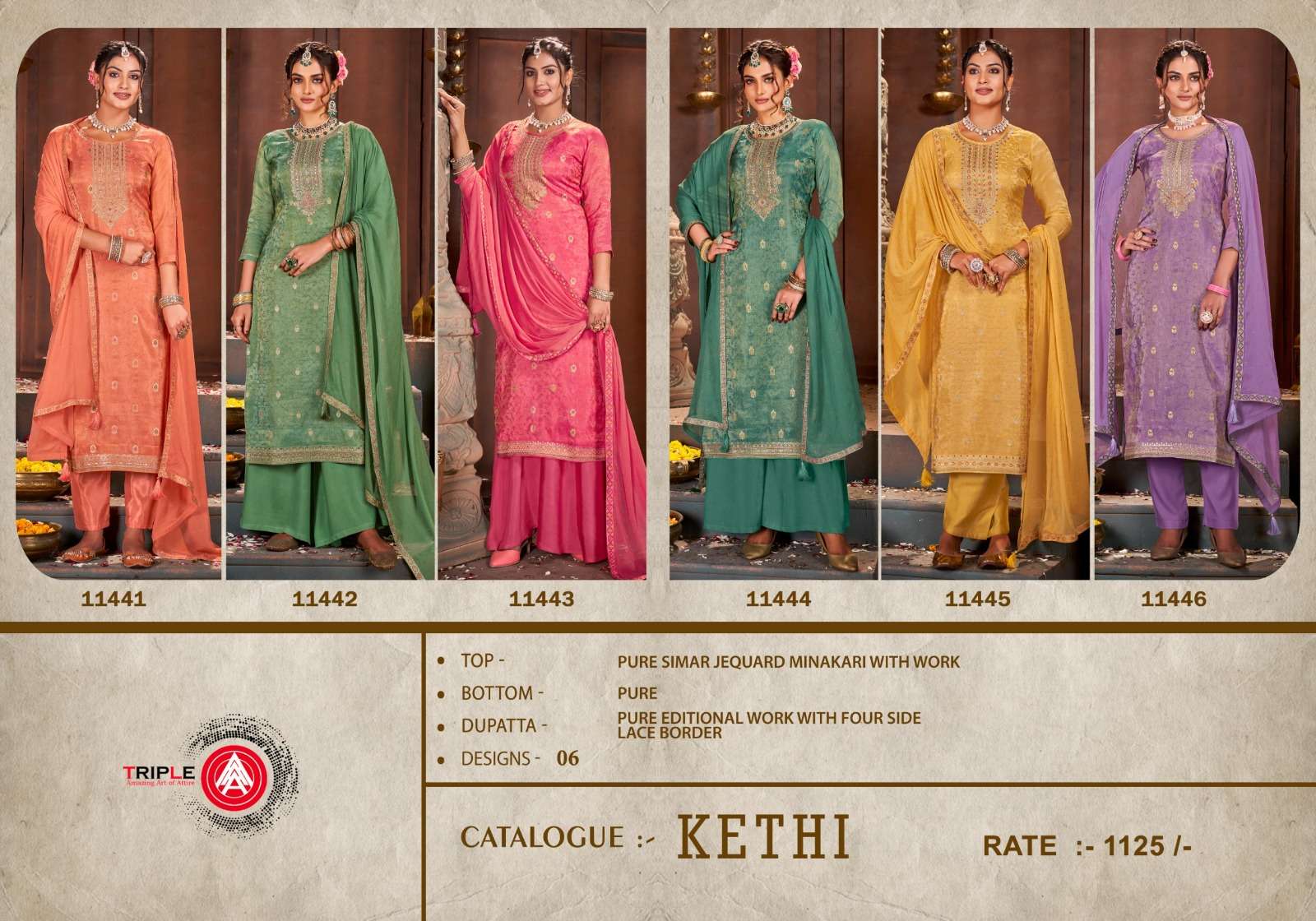 Triple Aaa Kethi Simar Jecquard Dress Material Wholesale catalog