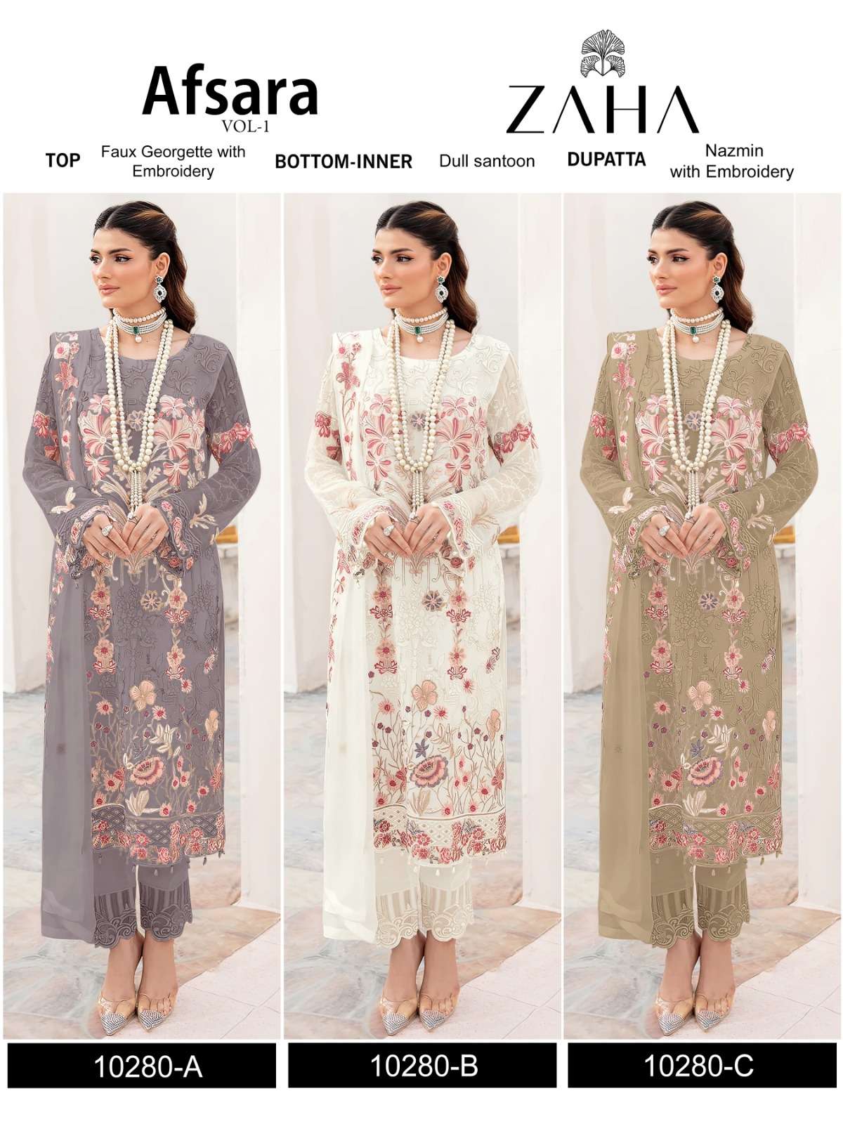 Zaha Afsara Vol 1 Georgette Salwar Kameez Wholesale catalog