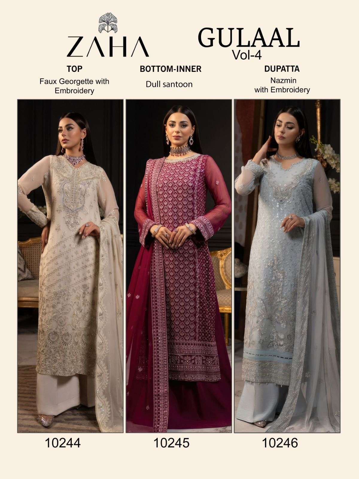 Zaha Gulaal Vol 4 Salwar Kameez Wholesale catalog