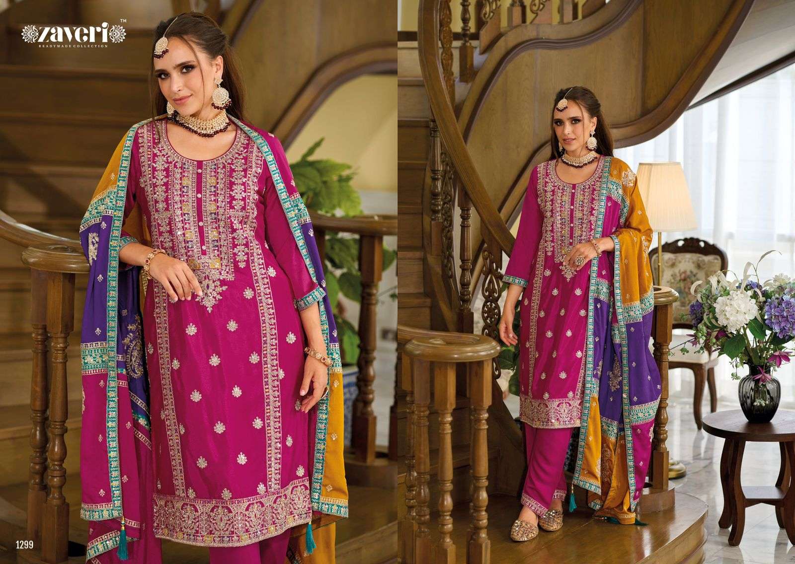 Zaveri Twisha Embroidery Chinon Salwar Suits Wholesale catalog