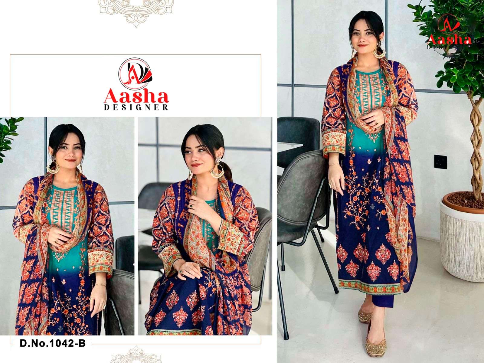 Aasha Harsha Vol 4 Chiffon Dupatta Salwar Kameez Wholesale catalog