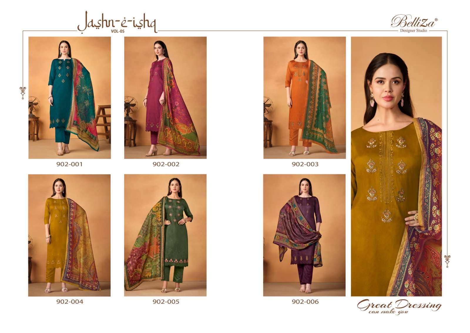 Belliza Jashn E Ishq Vol 5 Cotton Embroidery Dress Material Wholesale catalog