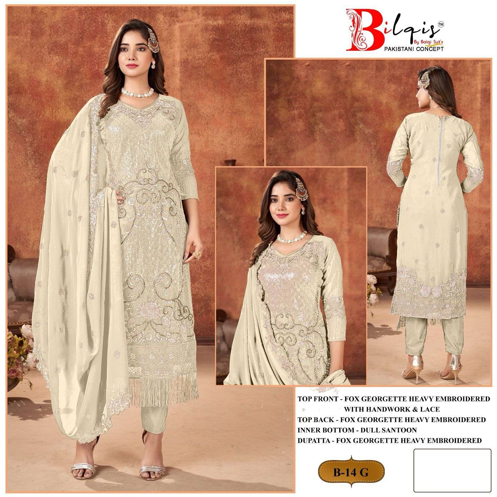 Bilqis B 14 E To H Georgette Salwar Kameez Wholesale catalog
