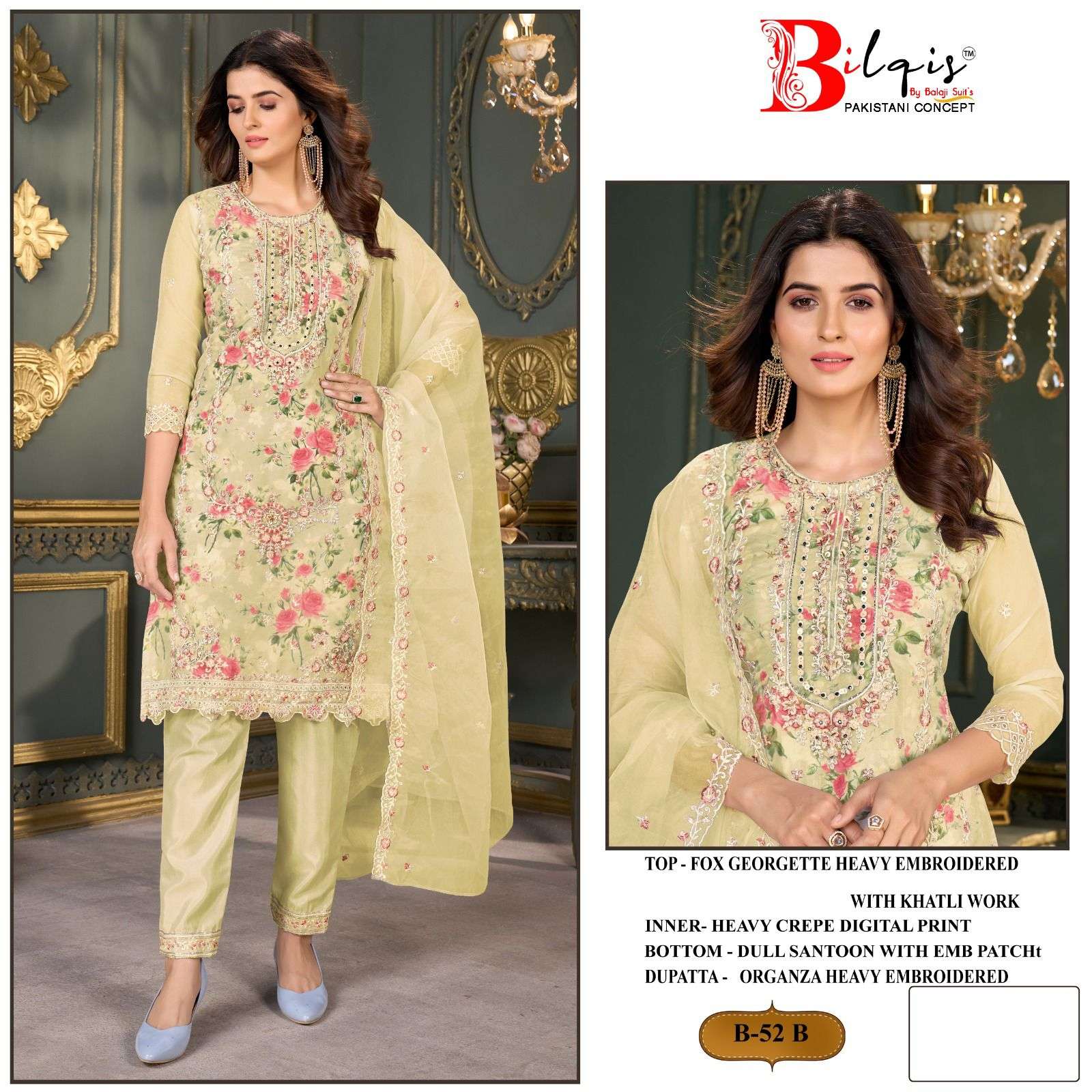 Bilqis B 52 A To D Organza Salwar Kameez Wholesale catalog