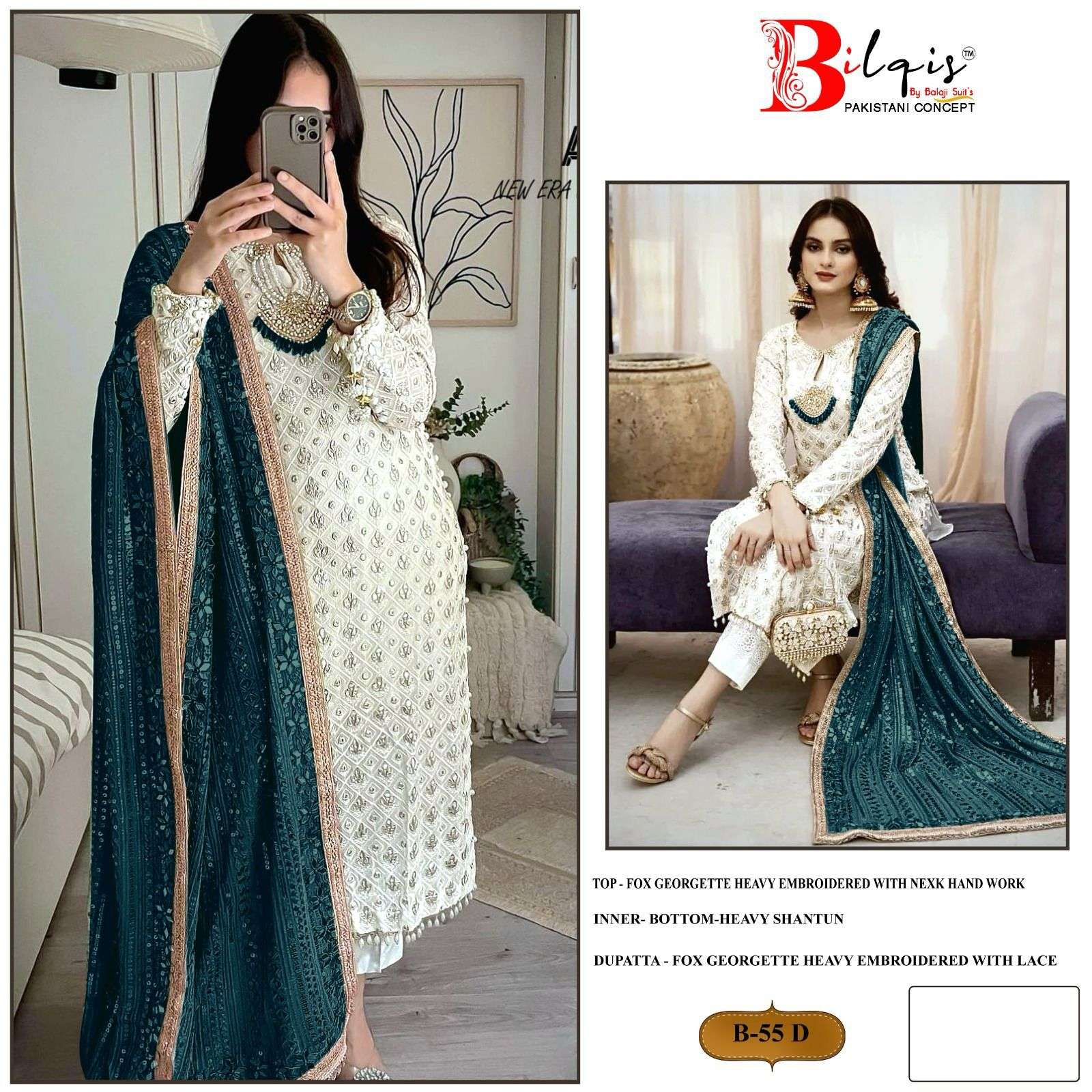 Bilqis B 55 Georgette Salwar Kameez Wholesale catalog