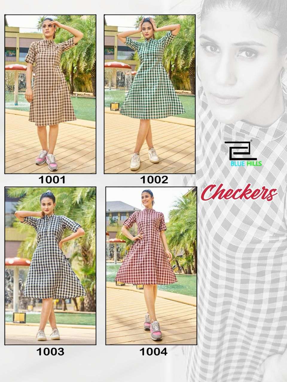 BLUE HILLS CHECKERS Kurti Wholesale catalog