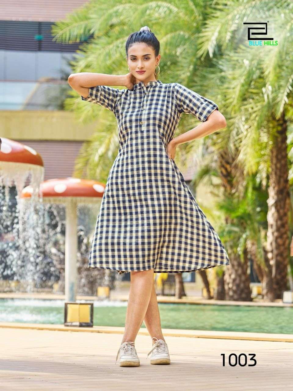 BLUE HILLS CHECKERS Kurti Wholesale catalog