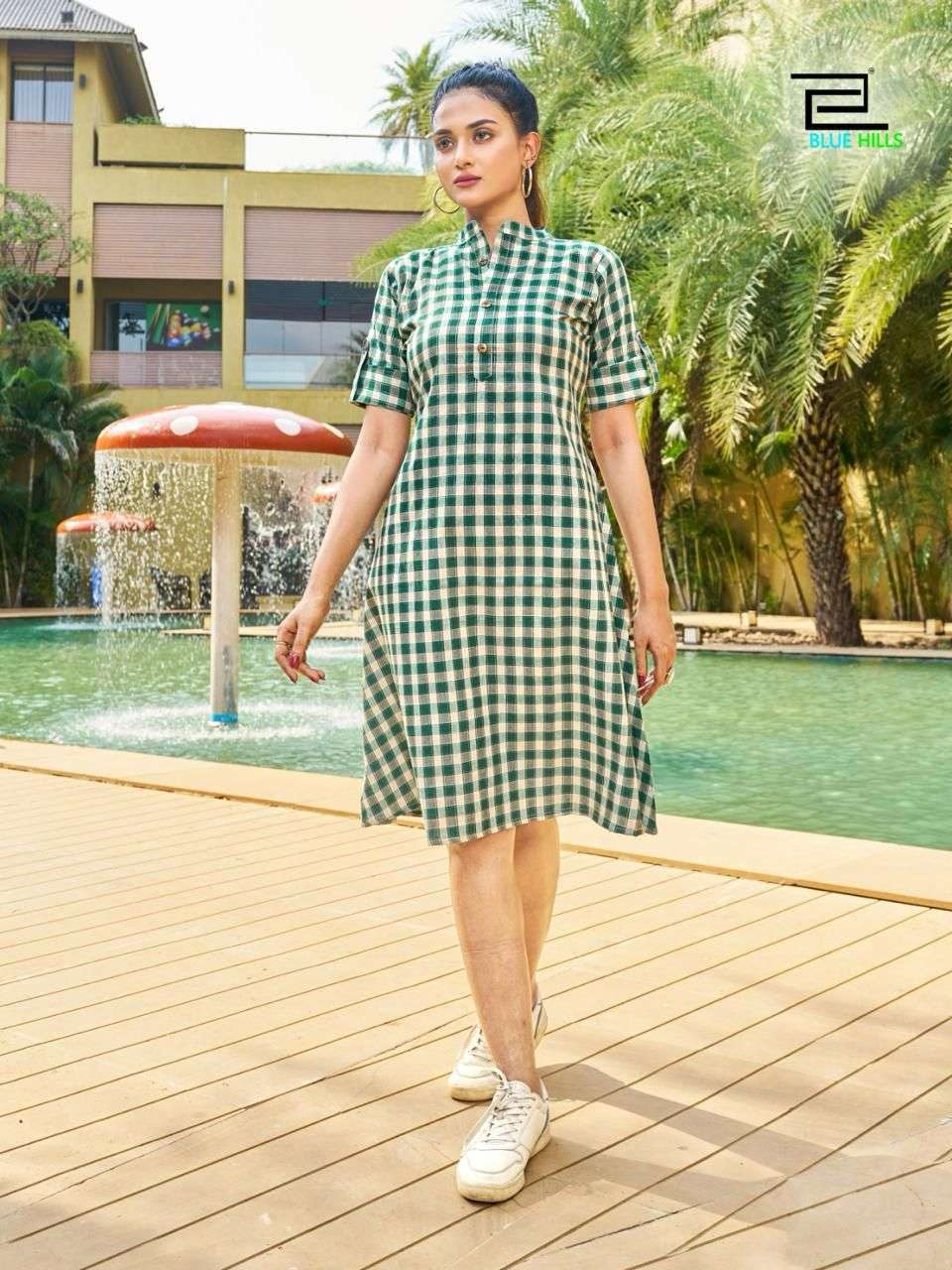 BLUE HILLS CHECKERS Kurti Wholesale catalog