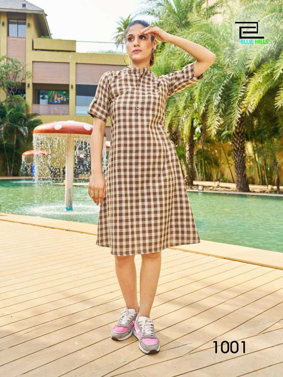 BLUE HILLS CHECKERS Kurti Wholesale catalog