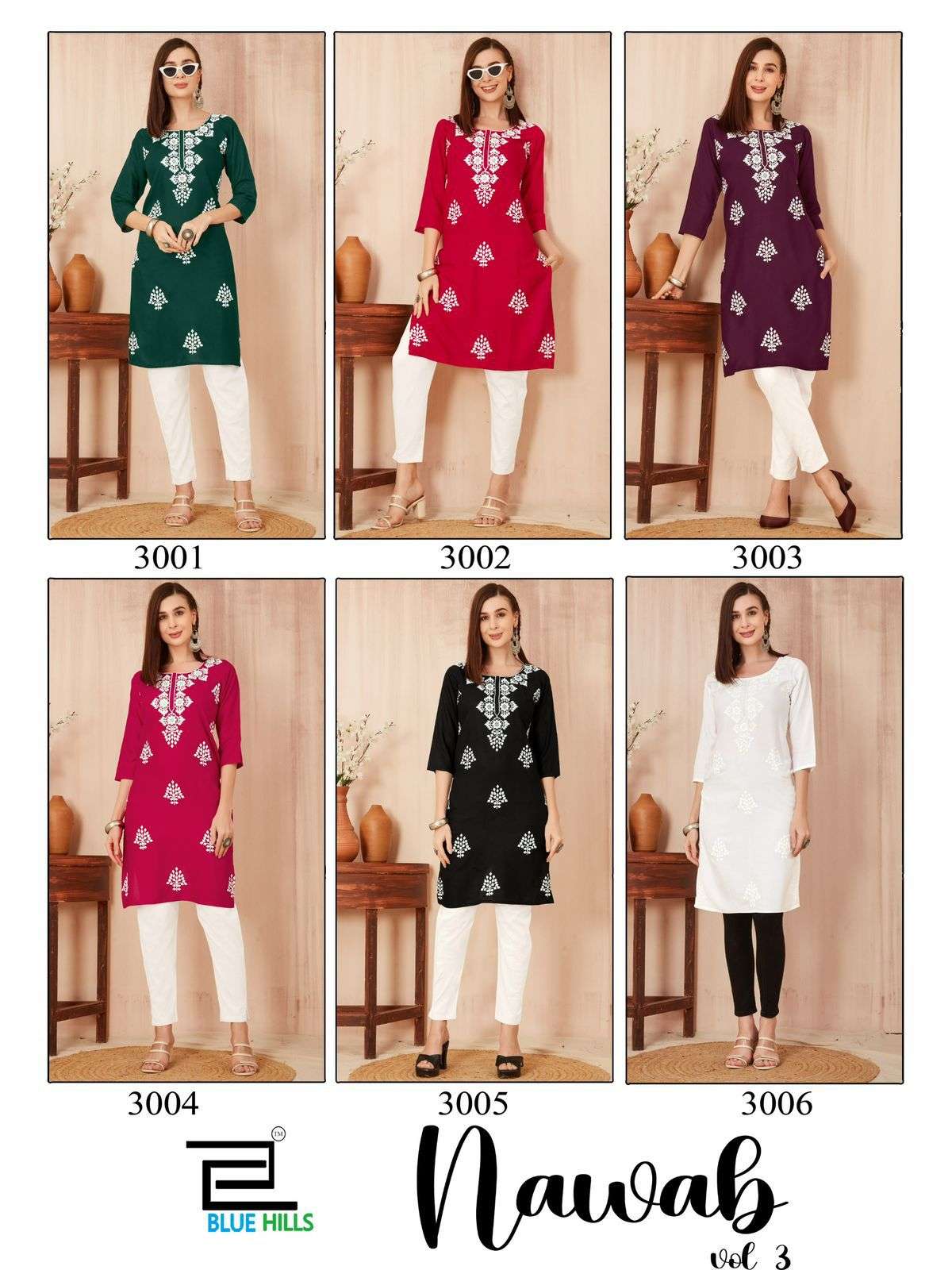 Blue Hills NAWAB vol 3 Kurti Wholesale catalog