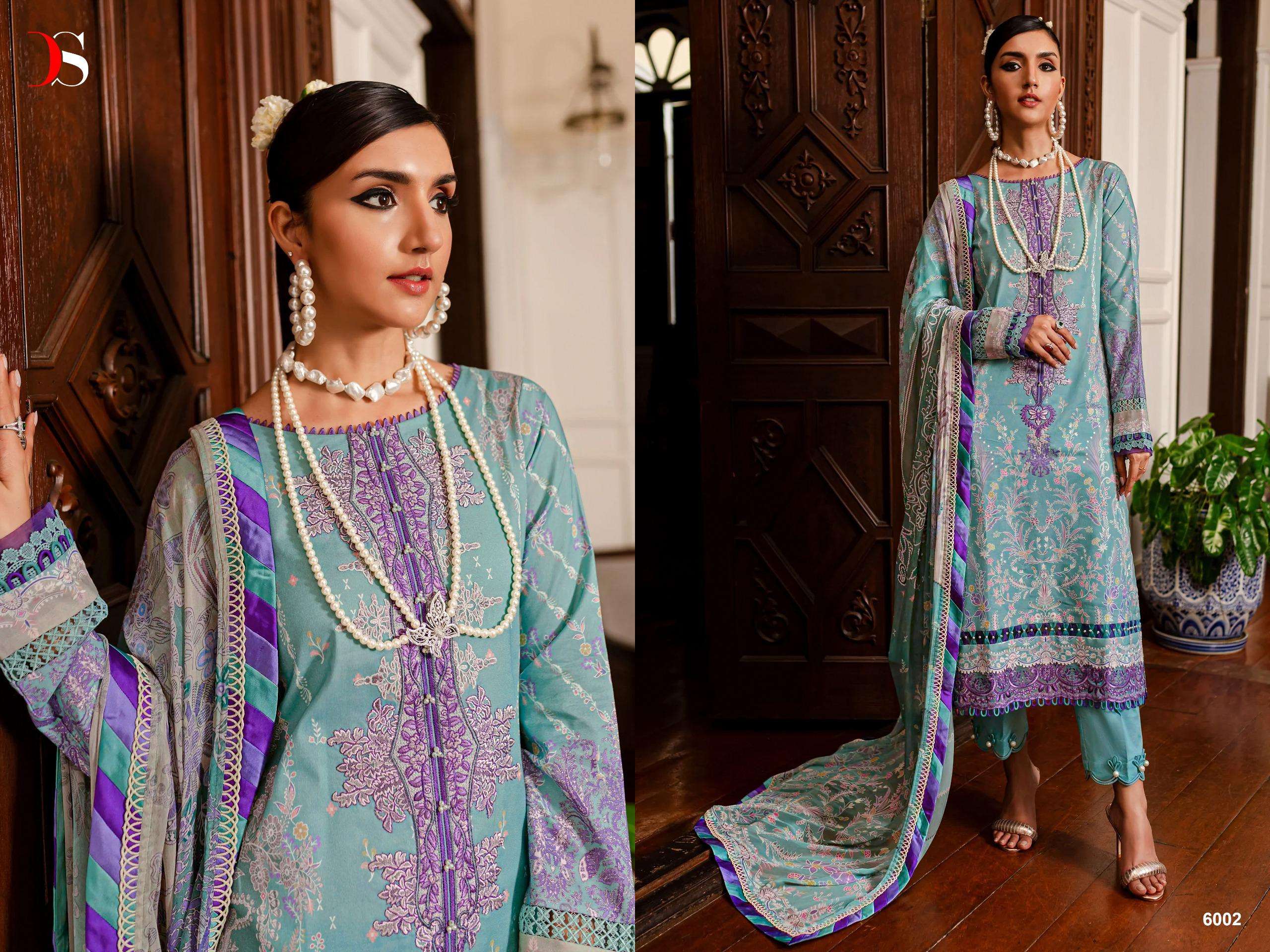 Deepsy Firdous Queens Court 6 Cotton Dupatta Pakistani Suits Wholesale catalog