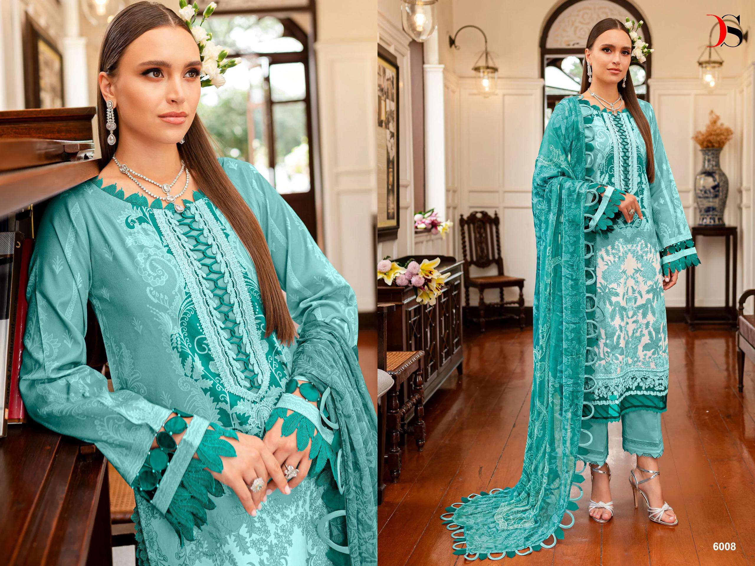 Deepsy Firdous Queens Court 6 Cotton Dupatta Pakistani Suits Wholesale catalog