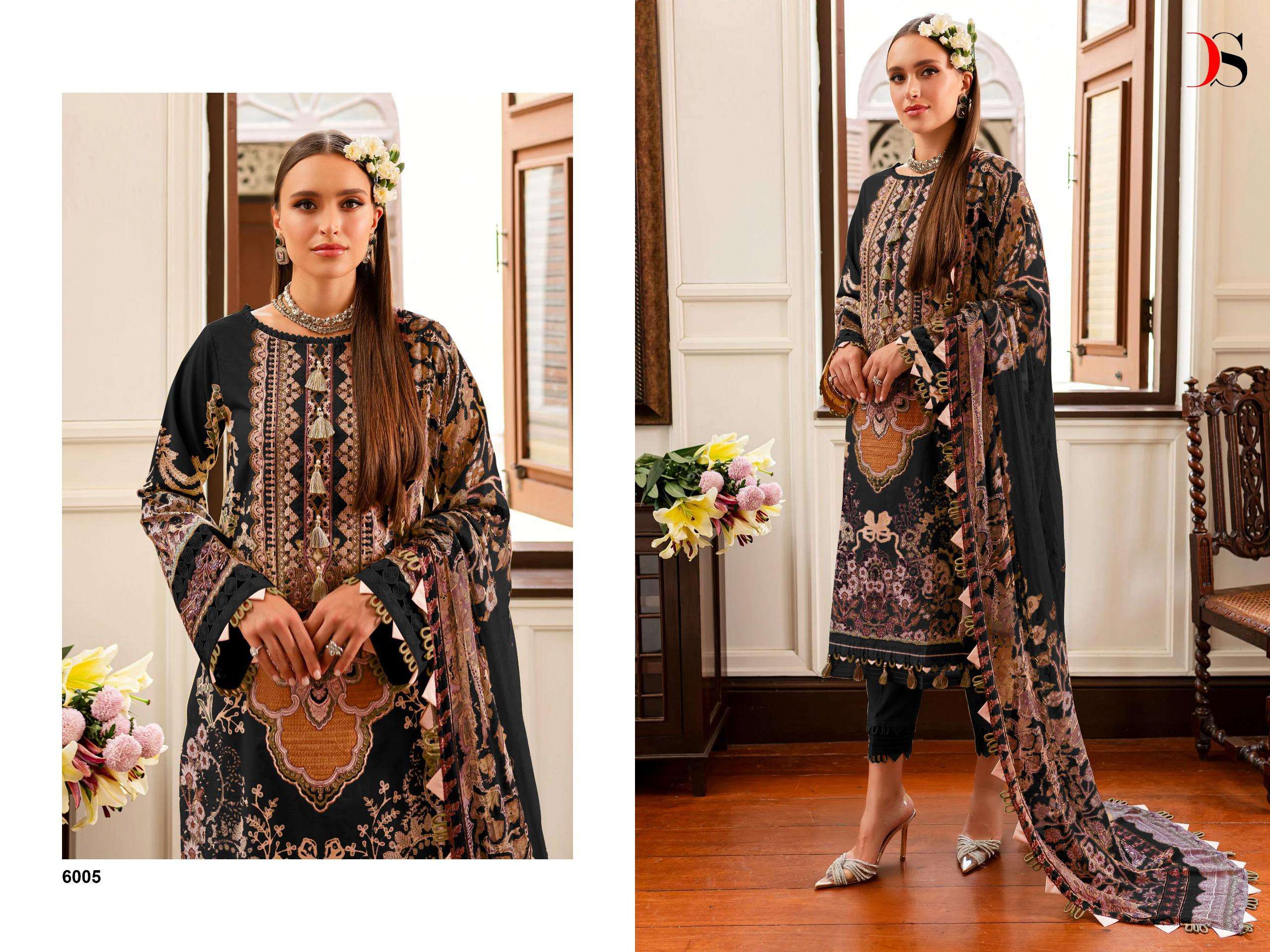 Deepsy Firdous Queens Court 6 Cotton Dupatta Pakistani Suits Wholesale catalog