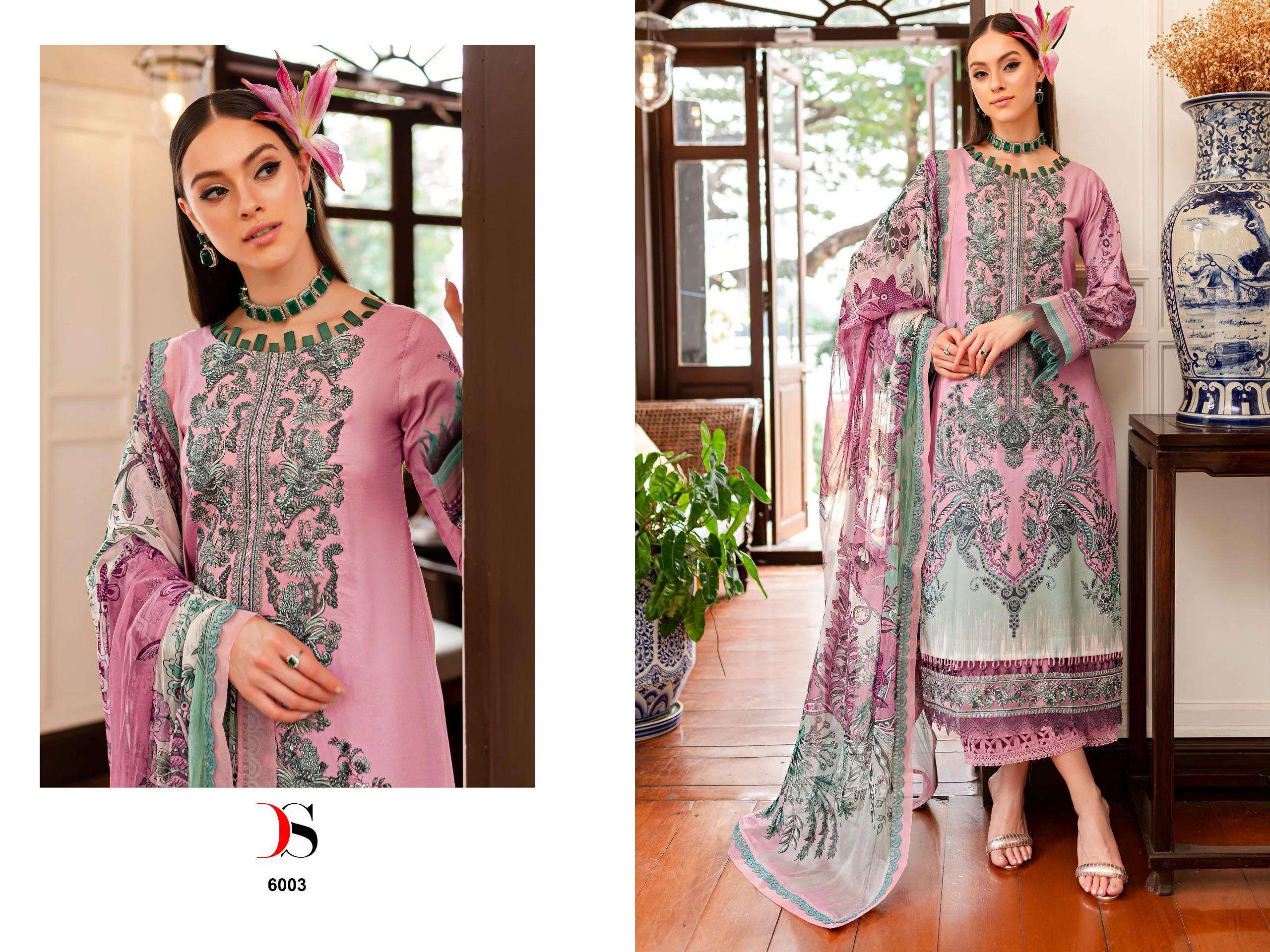 Deepsy Firdous Queens Court 6 Cotton Dupatta Pakistani Suits Wholesale catalog