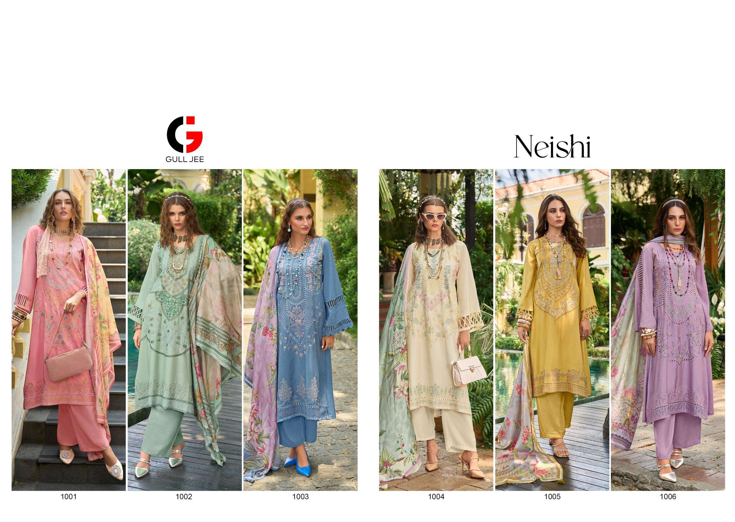 Gull Jee Neishi Muslin Designer Salwar Kameez Wholesale catalog