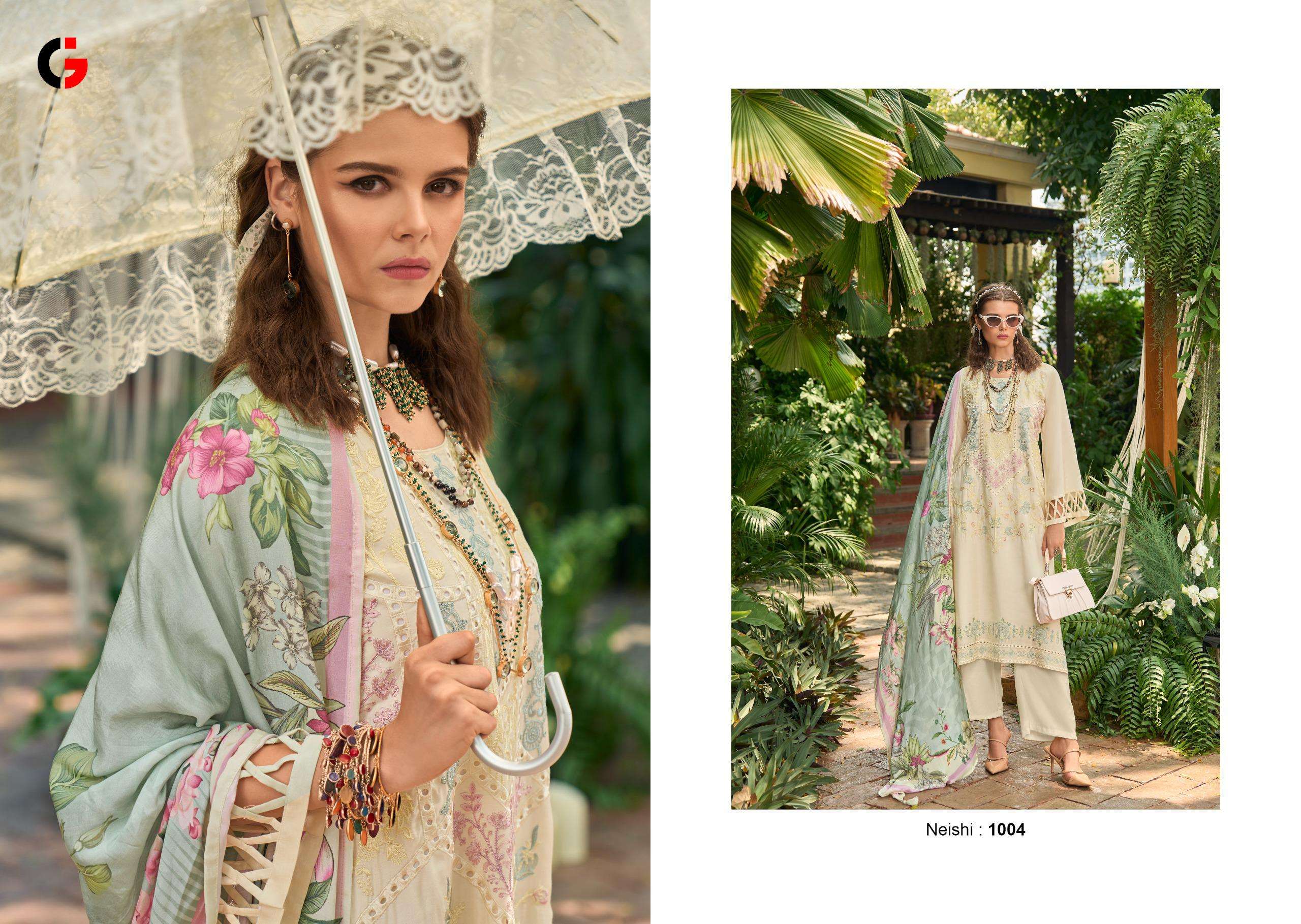 Gull Jee Neishi Muslin Designer Salwar Kameez Wholesale catalog