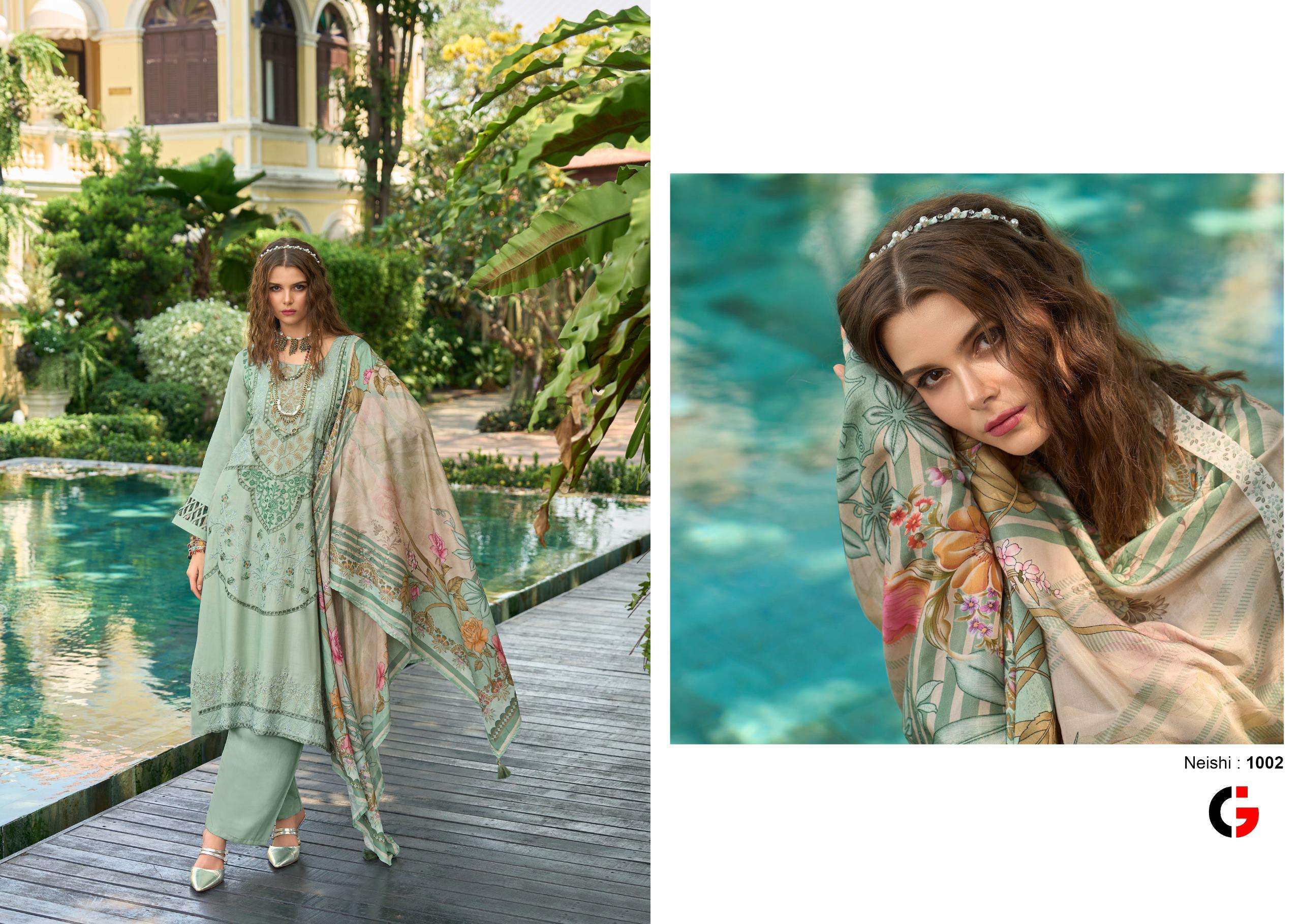 Gull Jee Neishi Muslin Designer Salwar Kameez Wholesale catalog