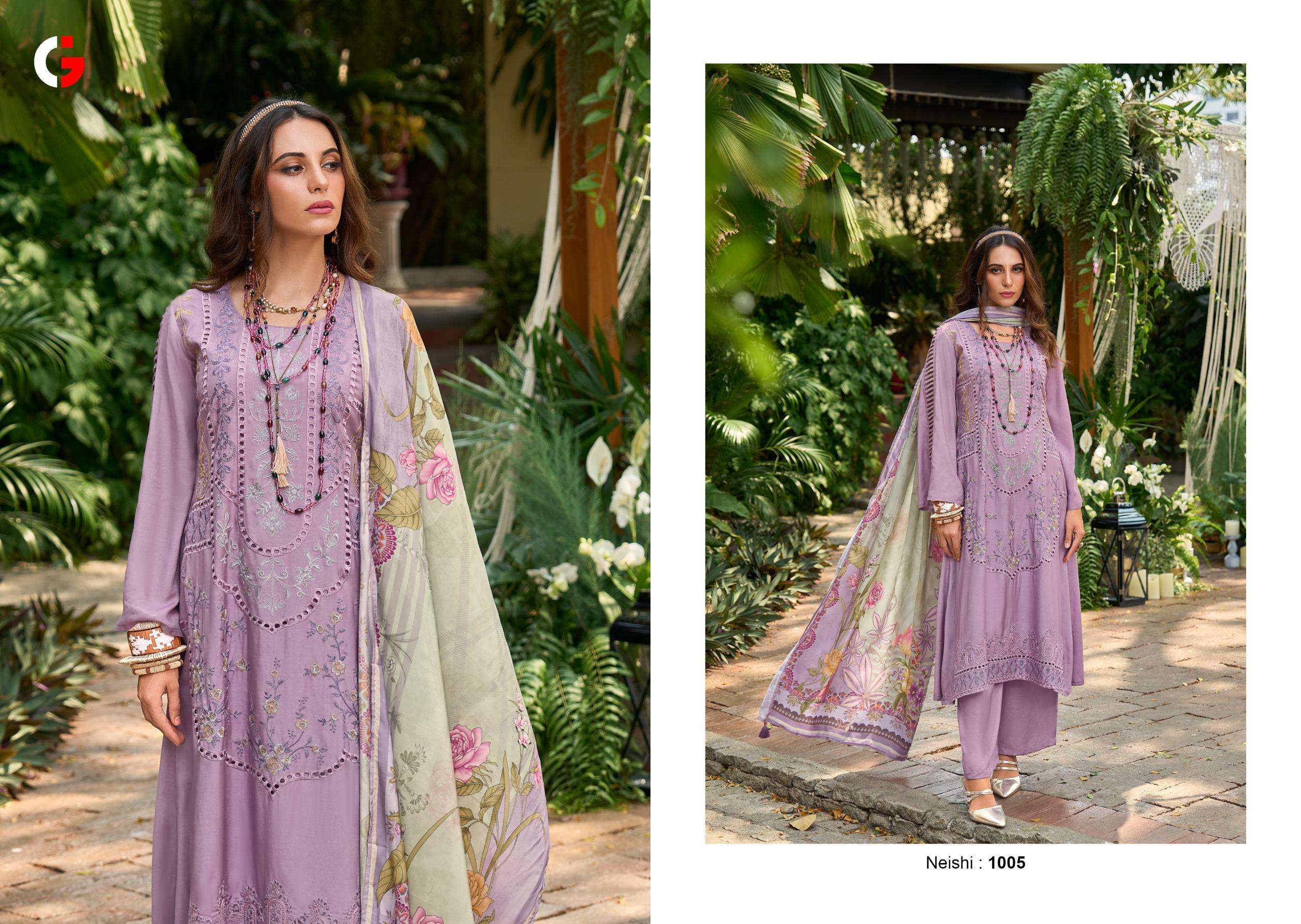 Gull Jee Neishi Muslin Designer Salwar Kameez Wholesale catalog