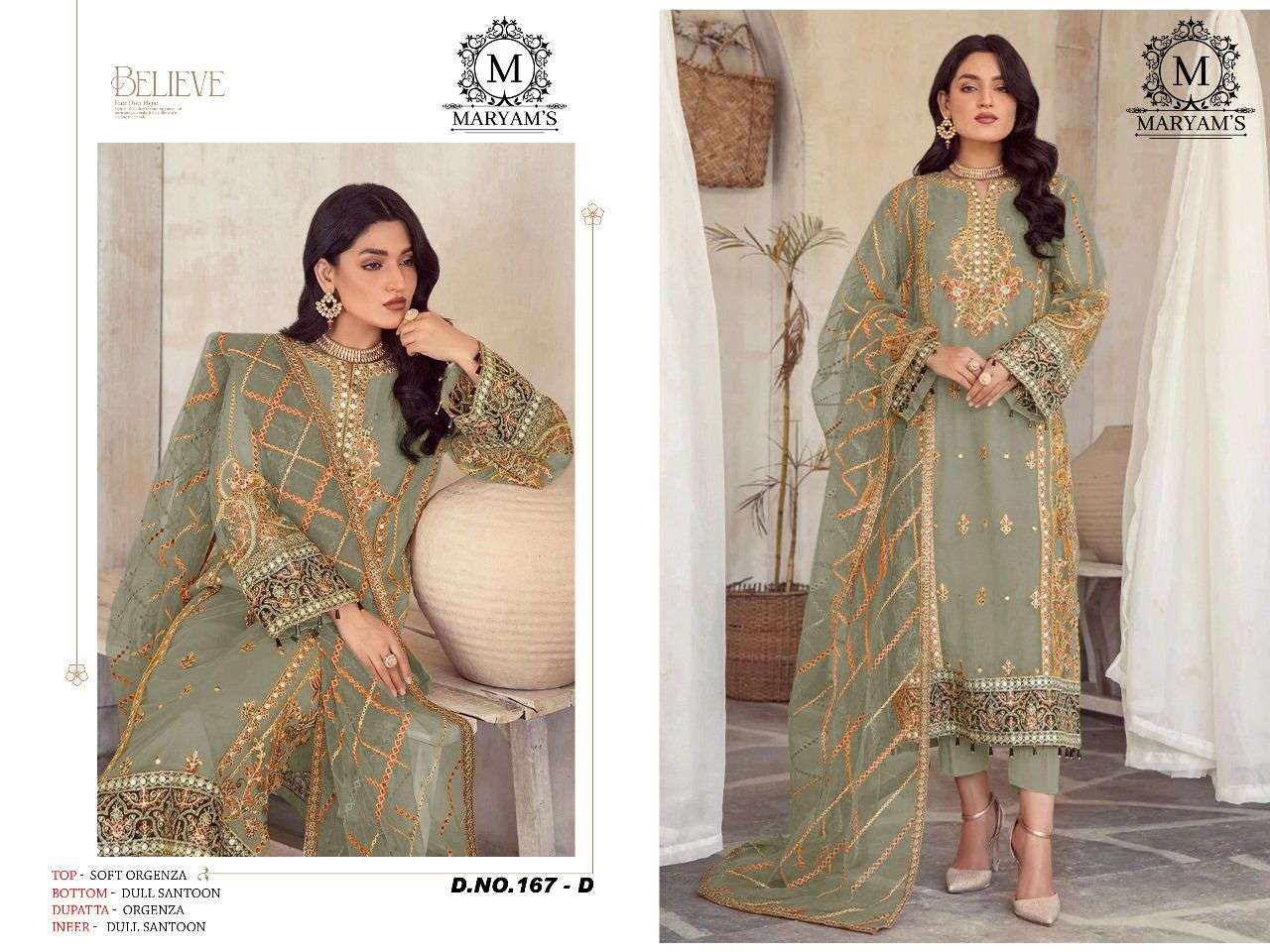 Maryams 167 Organza With Embroidery Salwar Suits Wholesale catalog