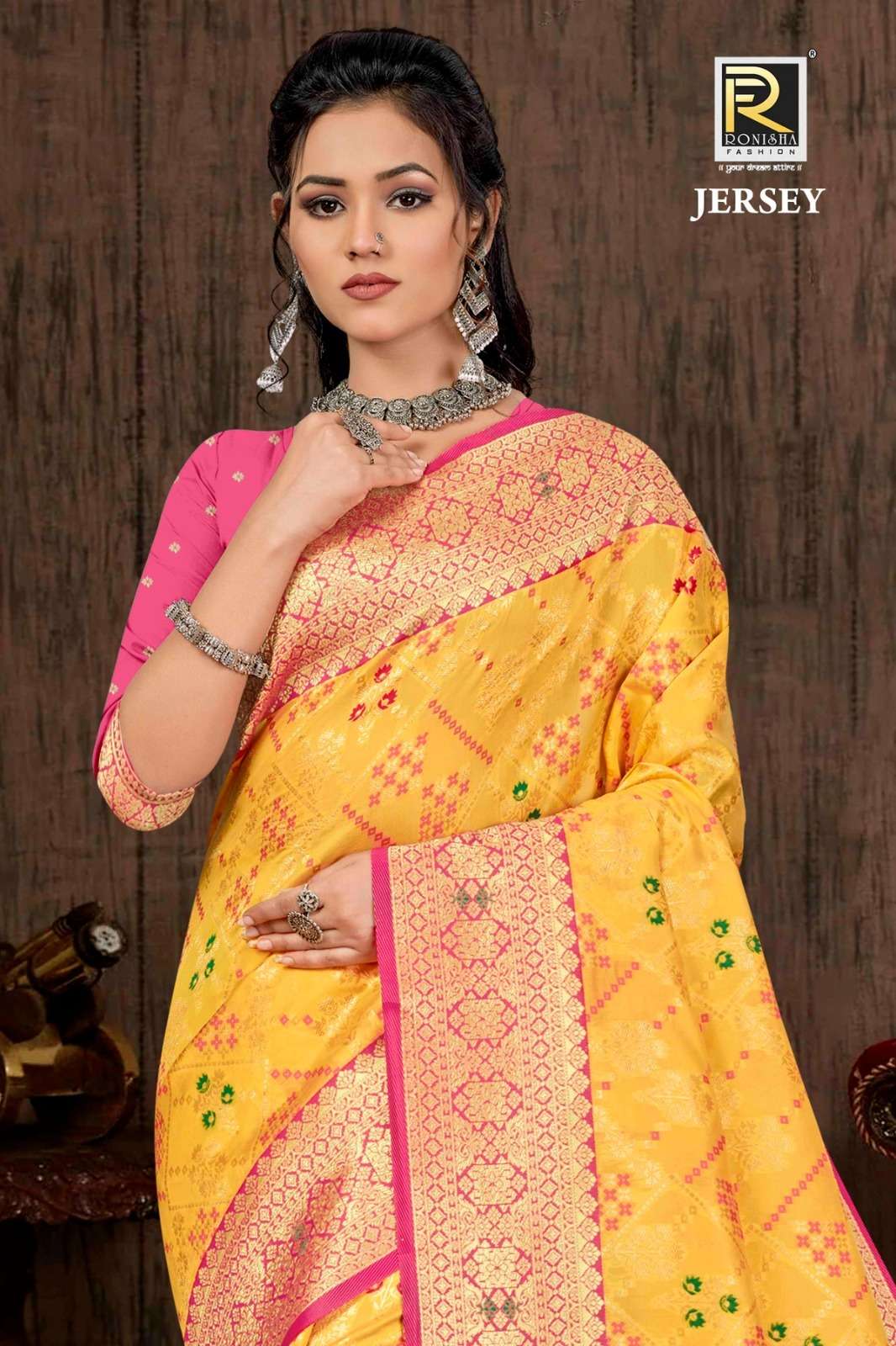 Ronisha Jersey Banarasi Silk Saree Wholesale catalog