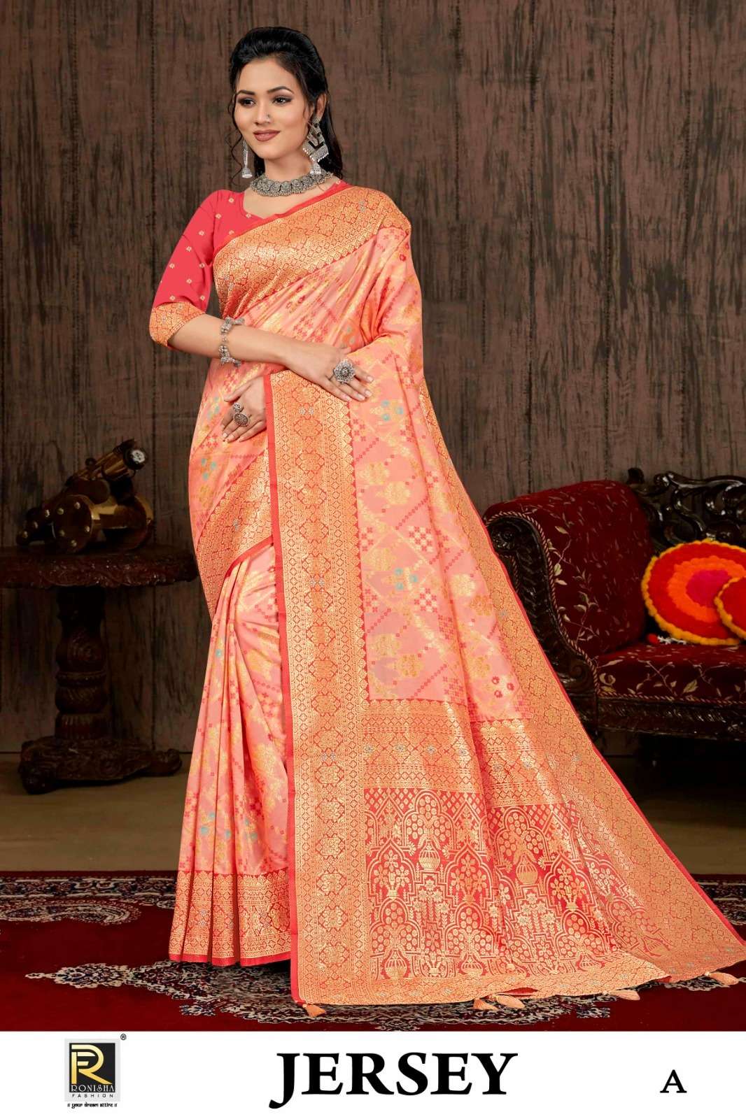 Ronisha Jersey Banarasi Silk Saree Wholesale catalog
