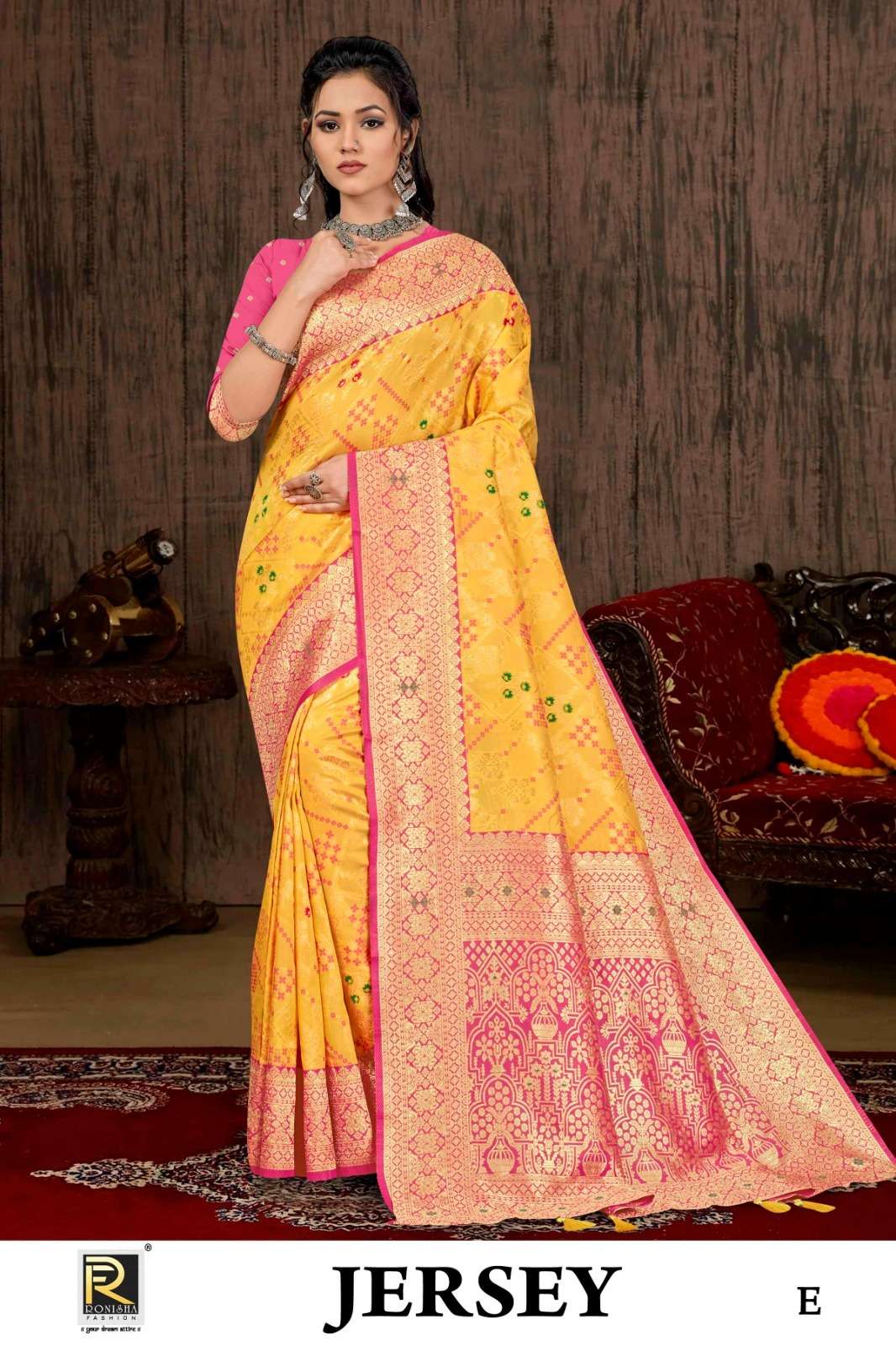 Ronisha Jersey Banarasi Silk Saree Wholesale catalog